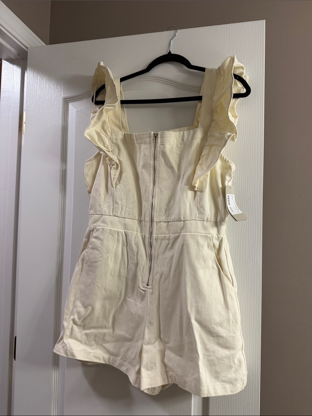Lizard Thicket Cream Ruffle Strap Romper